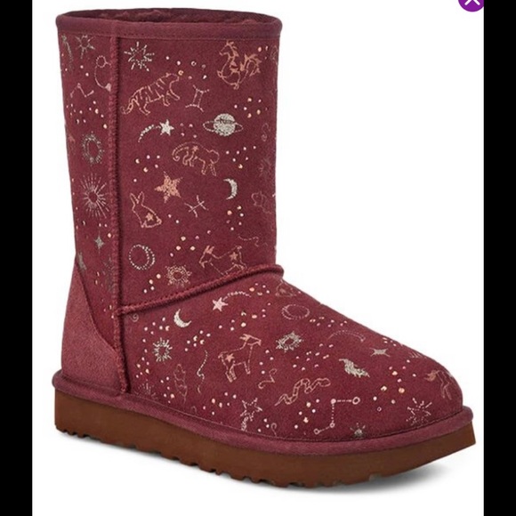 NIB-Ugg Grape Zodiac Short Suede Sheepskin Boots - Picture 2 of 16